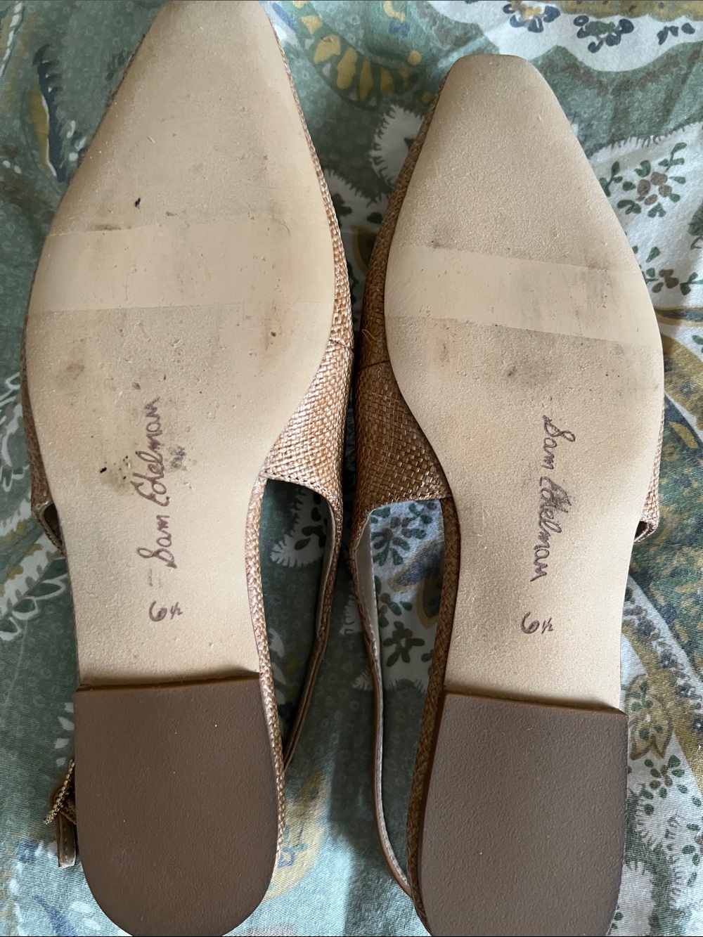Sam Edelman Tan Woven Slingback Flats with Gold Accent - Picture 3 of 4